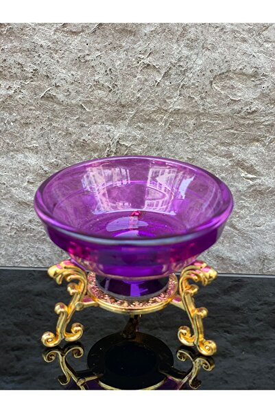 Decorative Crystal Glass Single Color Serving Bowl Purple