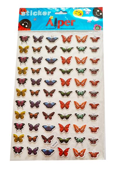 Modellino Αυτοκόλλητο ανάγλυφο Emoji 30x17 cm - Smiley Birds με μοτίβο καρδιάς, ζώο, σημαία, φρούτα και πεταλούδα