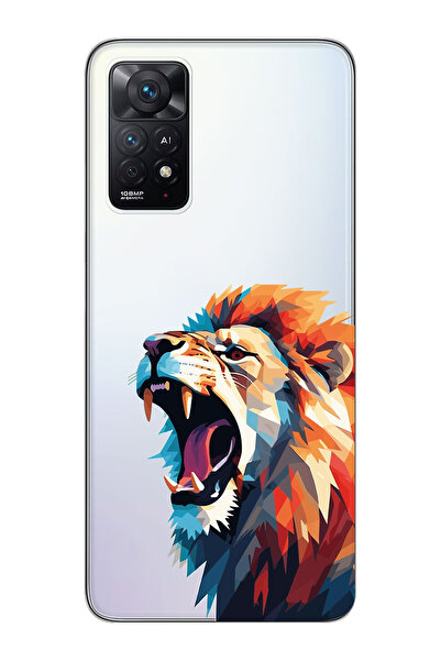 SUPER FRAME Xiaomi Redmi Note 11 PRO Uyumlu Aslan Tasarımlı Şeffaf Telefon Kı...
