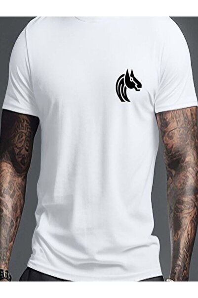 CLASSY.MODA Ανδρικό μπλουζάκι μονόπλευρο - Λευκό μπλουζάκι με κοντό μανίκι με...