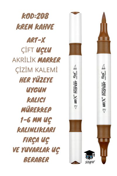 SEYFİKİRTASİYE ART-X Acrylic Marker Double Tips - All Surface Drawing Pen with 1-6 mm Tip Thickness