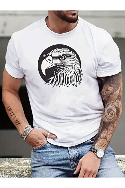 CLASSY.MODA Ανδρικό μπλουζάκι μονόπλευρο - Λευκό μπλουζάκι με κοντό μανίκι με λαιμόκοψη