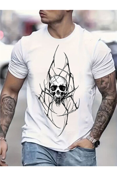 CLASSY.MODA Ανδρικό μπλουζάκι μονόπλευρο - Λευκό μπλουζάκι με κοντό μανίκι με λαιμόκοψη