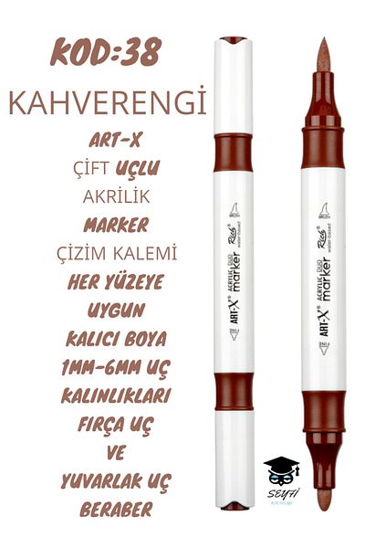 SEYFİKİRTASİYE ART-X Acrylic Marker Double Tips - All Surface Drawing Pen with 1-6 mm Tip Thickness