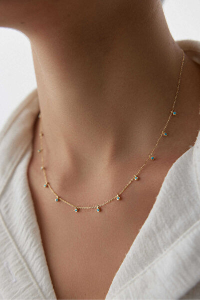 YAVUZ KUYUMCULUK 14 Ayar Altın Turkuaz Taşlı Kolye