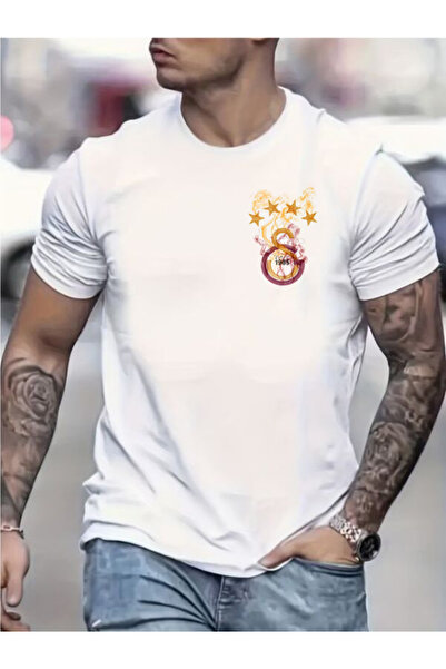 CLASSY.MODA Ανδρικό μπλουζάκι μονόπλευρο - Λευκό μπλουζάκι με κοντό μανίκι με λαιμόκοψη