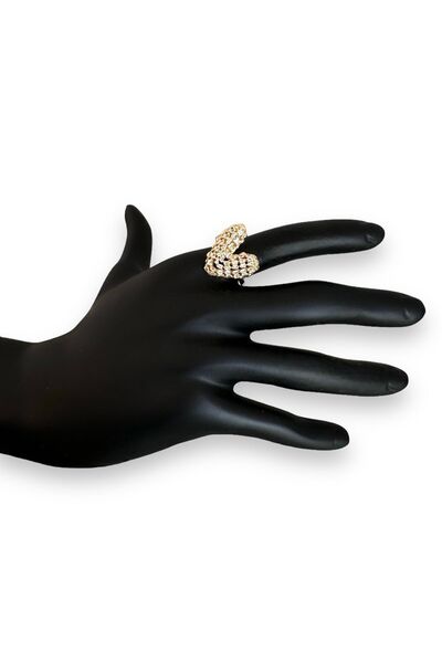 neslyaccessories 14k Altın Renk Zirkon Taşlı Kalp Kesim Tasarım Yüzük