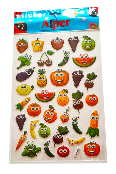 Modellino Kabartma Sticker Etiketler 30x17cm Emoji Kalp Hayvanlar Bayrak Meyv...