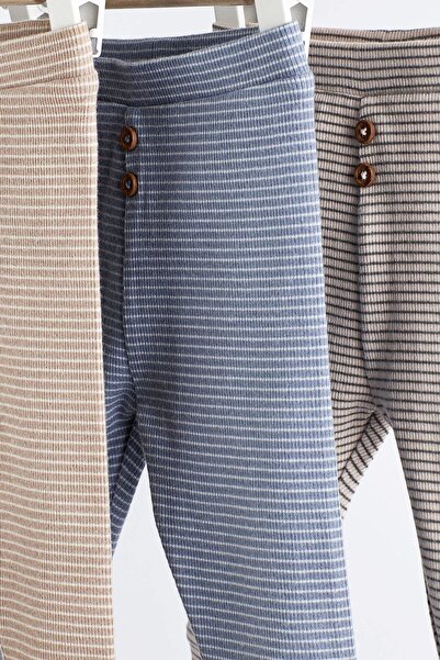 Next Baby Cotton Blue Gray Striped 3Piece Tracksuit Bottoms