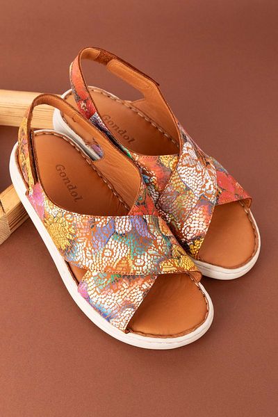 Gondol Women's Genuine Leather Comfortable Velcro Sandals Byz.253