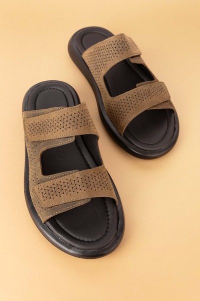 Gondol Чоловічі тапочки з натуральної шкіри - на липучках і з регульованою підкладкою, зручний дизайн esm.6016