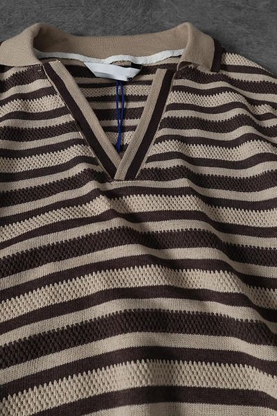 Slatra Ανδρικό μπλουζάκι Polo Neck καφέ ριγέ