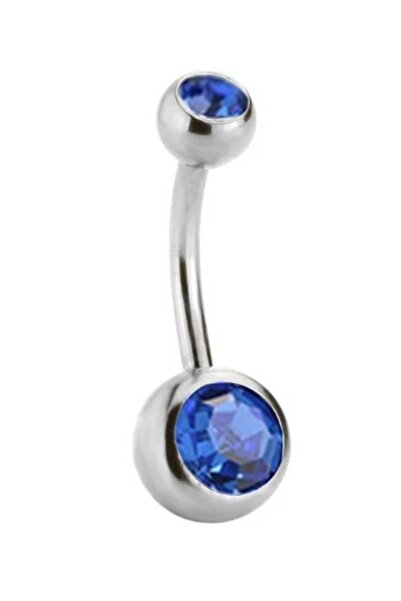 Shisa Jewel Paslanmaz çelik göbek halkası yapay elmaslarla süslenmiş (Mavi re...
