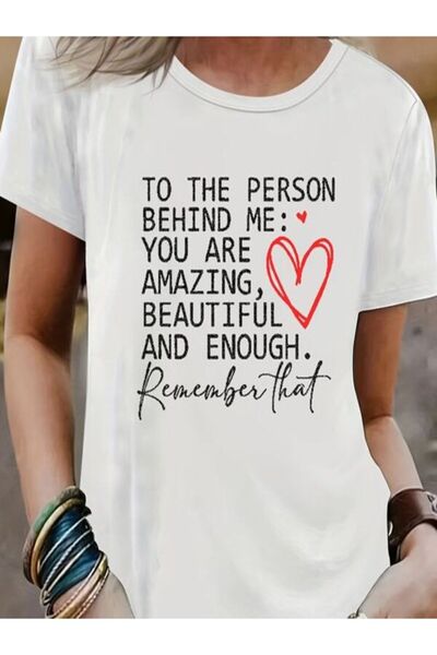 CLASSY.MODA Single Jersey T-Shirt Women - White Printed Oversize Crew Neck Short Sleeve T-Shirt