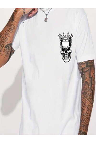 CLASSY.MODA Ανδρικό μπλουζάκι μονόπλευρο - Λευκό μπλουζάκι με κοντό μανίκι με λαιμόκοψη