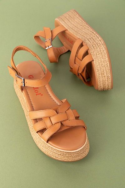 Gondol Women's Genuine Leather Platform Sole Sandals Mlk.5201