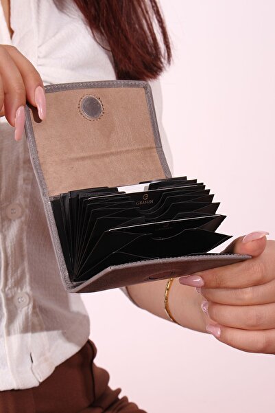 Grande 841 Unisex genuine leather card holder accordion wallet CRAZY GRAY