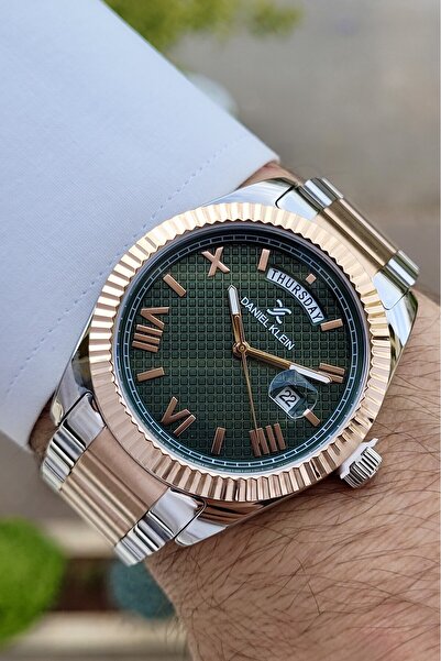 Daniel Klein Kadranı Yeşil Bronz Gümüş Renk Takvimli 24 Ay Garantili Erkek Ko...