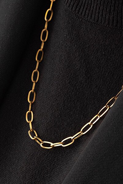ByFlorya Jewelry Çelik Ataç Oval Zincir Kolye Kararmaz 5mm Kişiselleştirilebi...