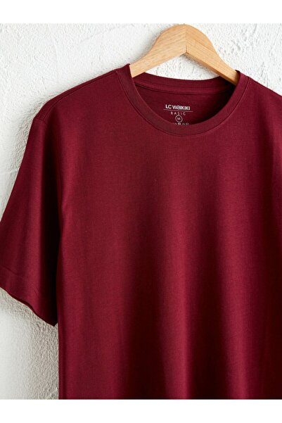LC Waikiki Your Fashion Style'dan Erkek Bordo Tişört Bisiklet Yaka Basic Kısa Kollu Pamuklu Basic