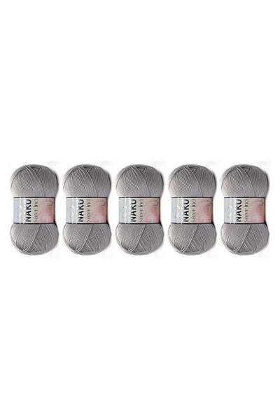 NAKO 100 gr 5 τεμάχια πολύχρωμο νήμα πλεξίματος Super Pearl - 11538 Γκρι