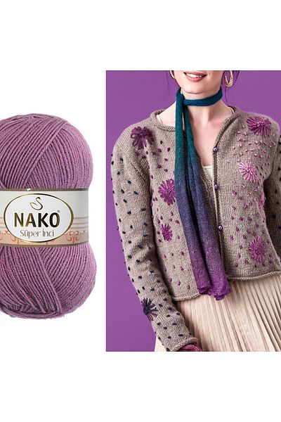 NAKO 100 gr 5 Colorful Super Pearl Hand Knitting Yarn - 1175 Dark Red