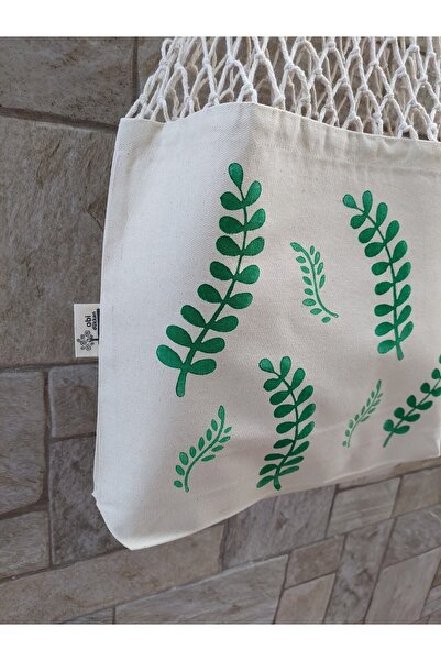 OBİDEV Yaprak Baskılı Uzun File Çanta