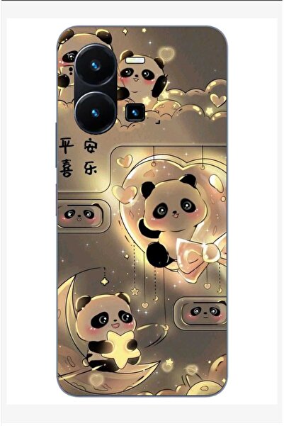 vivo Y22s Özel seri baskılı desenli yıldız tutan panda kapak kılıf yıldız panda