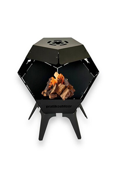 pratikoutdoor Miğfer Ateş Çukuru, Orman ve Bahçe Şöminesi, Ateş Standı