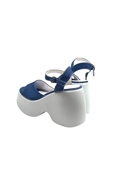 bescobel Fassa Blue Denim - High Sole Single Strap Women's Sandals 10cm dlg10