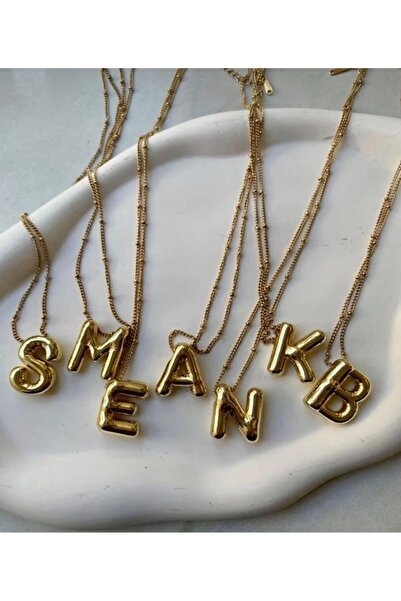 Asia by Leuvoié Üç Boyutlu Çelik A Harfli Balon Kolye