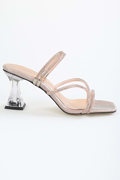 Shoeberry Iwes Rose Women's Heeled Shoes - Plated Stone Detailed