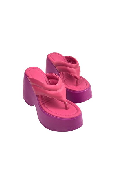 bescobel High Platform Fuchsia Women's Slippers - 10 Cm Between Toes