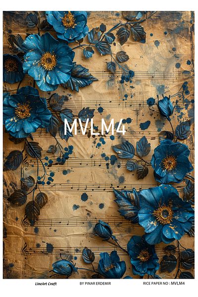 LİNEART Brass Patterned Lineart Decopage Paper - La-Mvlm4