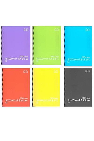 Gıpta Fresco Spiral A4 96 Sheets Checkered Plastic Notebook - Pack of 12 4936