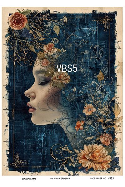 LİNEART Brass Patterned Lineart Decopage Paper - La-Vbs5