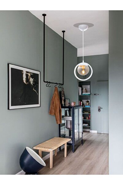 avizade Tekli Beyaz, Füme Camlı Avize-modern-endüstriyel-sarkıt Avize-salon-m...