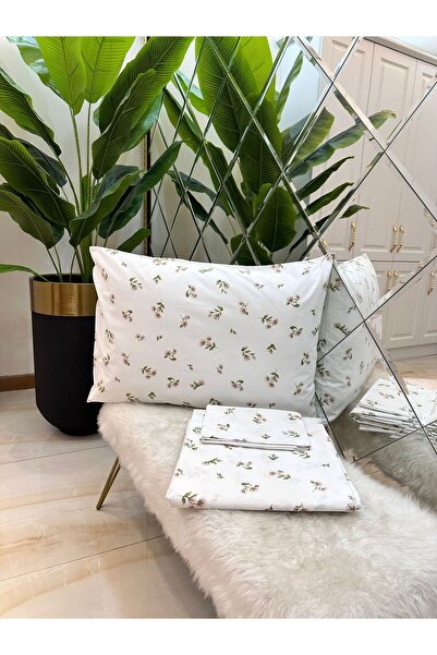 micoton Double Patterned Cotton 100% Elasticless Sheet and Pillow Set