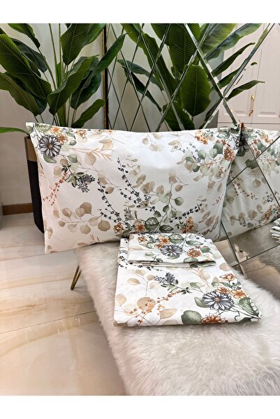 micoton Double Patterned Cotton 100% Elasticless Sheet and Pillow Set