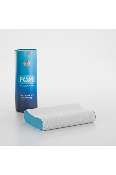 FOM Ортопедична мини флекс вискозна възглавница за спане - 50x30x11/9, светло синя, за деца и пътуване