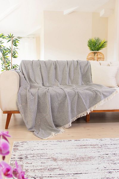 Tabu Home Woven Cozy Comfort Dark Gray Sofa Cover