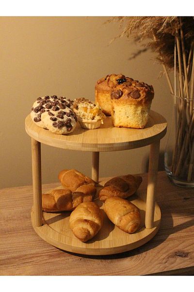 Paganca 2 Tiers Bamboo Round Rotating Serving Rack