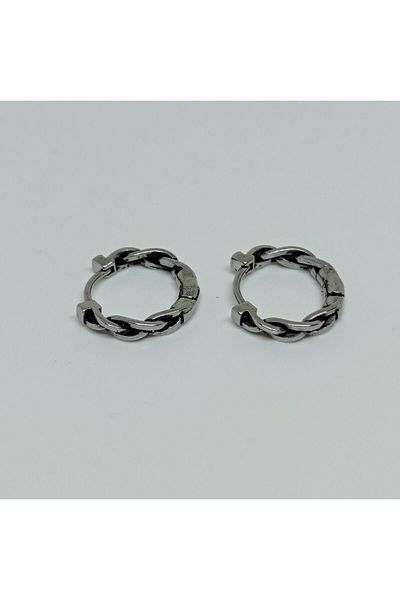 mama india alaçatı Unisex Women Men 316L Surgical Steel Vintage Antique Gothic Design Diameter 17 mm 2 Pieces Hoop Earrings No:22