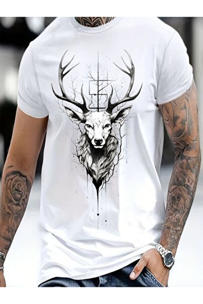 CLASSY.MODA Ανδρικό μπλουζάκι μονόπλευρο - Λευκό μπλουζάκι με κοντό μανίκι με λαιμόκοψη