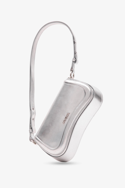 LOVENTA Metalic Silver Hera Baguette Bag - with Adjustable Strap