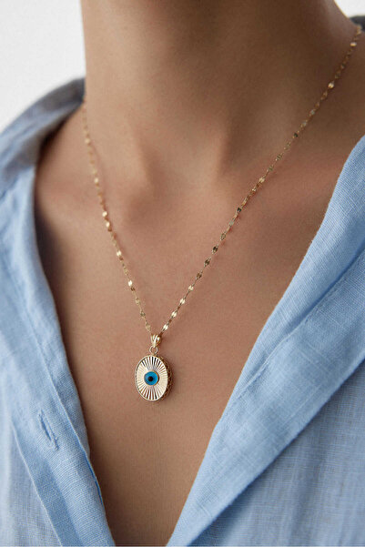 YAVUZ KUYUMCULUK 14 Ayar Altın Kalemli Oval Kolye