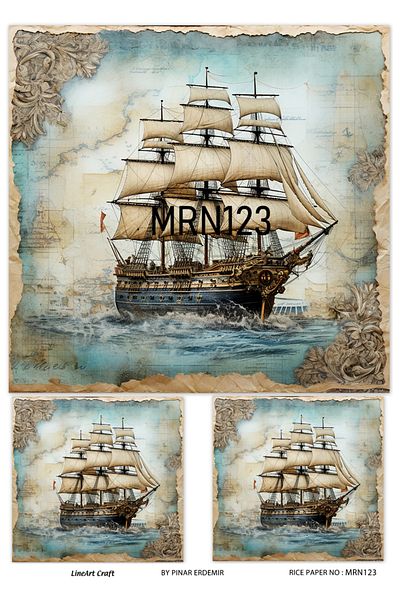 LİNEART Brass Patterned LineArt Decopage Paper - LA-MRN123