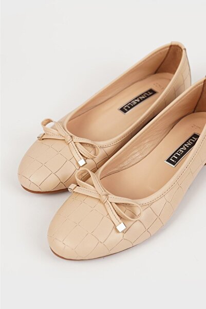 TUNAELLİ Dámské béžové baleríny z pravé přírodní kůže, velikost 35-41 -42