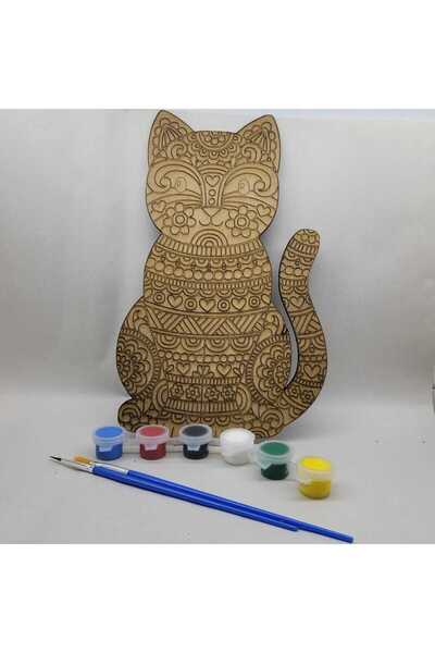 DESTİNA Destina Ahşap Boyama Seti "Kedi Modeli 16cm*24cm"