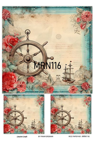 LİNEART Brass Patterned LineArt Decopage Paper - LA-MRN116